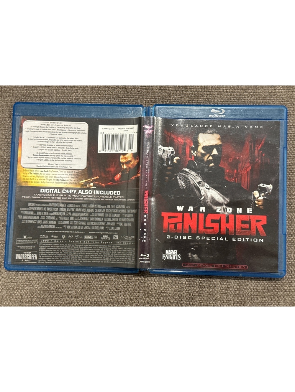 Punisher War Zone Blu Ray Disc and Artwork
